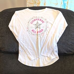 Girls white converse long sleeve size L
